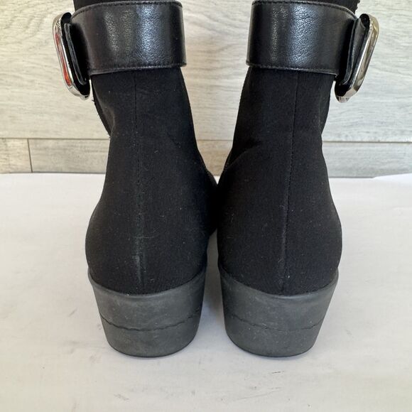 Stuart Weitzman Black  Suede Bootie Platform Wedge Women 7.5 M Buckle Zip - Picture 11 of 16